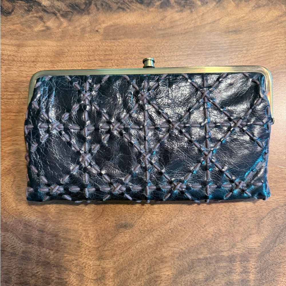 HOBO Black Quilted Clutch Wristlet with Silver Clasp
